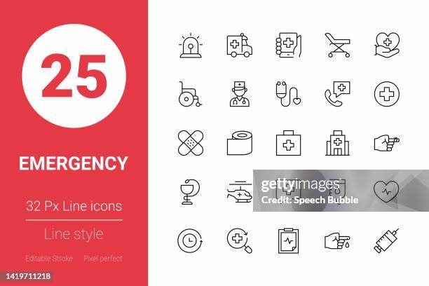 emergency thin line icons. editable stroke. pixel perfect. for mobile and web. - emergancy communication stock illustrations