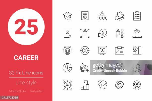 stockillustraties, clipart, cartoons en iconen met career thin line icons. editable stroke. pixel perfect. for mobile and web. - werk zoeken