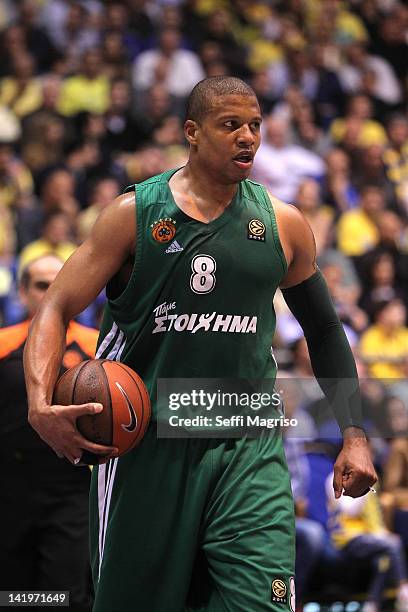 Mike Batiste, #8 of Panathinaikos Athens during the Turkish Airlines Euroleague Play Off C Game Day 3 between Maccabi Electra Tel Aviv v...