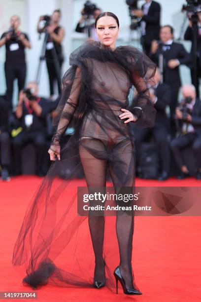 Mariacarla Boscono attends the Netflix film "White Noise" and opening ceremony red carpet at the 79th Venice International Film Festival on August...