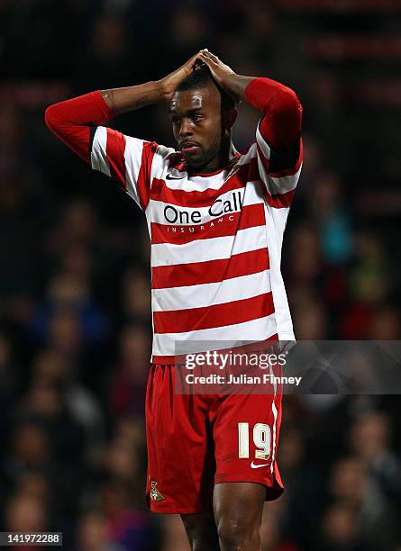 Frederic Piquionne of Doncaster reacts during the npower Championship match between Crystal Palace and Doncaster Rovers at Selhurst Park on March 27,...