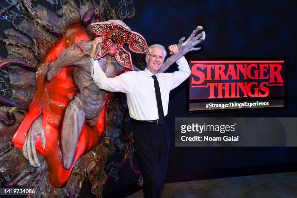 Matthew Modine attends Stranger Things: The Experience in NY and surprises fans on August 31, 2022 in New York City.