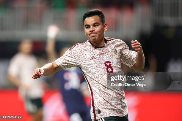 Carlos Rodriguez of Mexico reacts after missing a chance to score during the friendly match between Mexico and Paraguay at Mercedes-Benz Stadium on...