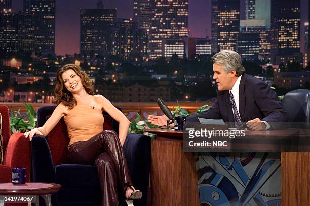 Episode 1912 -- Pictured: Actress Yasmine Bleeth during an interview with host Jay Leno on October 3, 2000 --