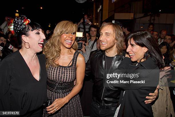 Actress Rossy de Palma , Cathy Guetta, David Guetta and Bianca Li attend the Renault Twizy Launch at Atelier Renault on March 27, 2012 in Paris,...