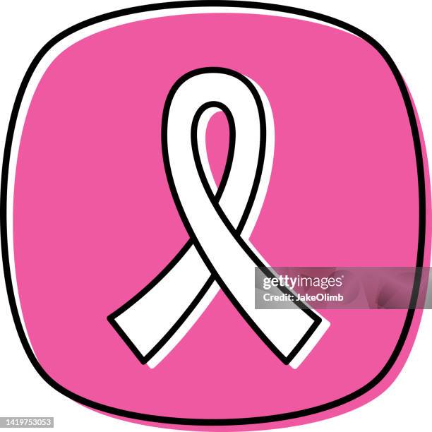 pink ribbon doodle 2 - cancer awareness ribbon stock illustrations