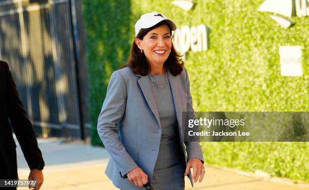 Governor of New York Kathy Hochul is seen at the 2022 US Open at USTA Billie Jean King National Tennis Center on August 31, 2022 in the Flushing...