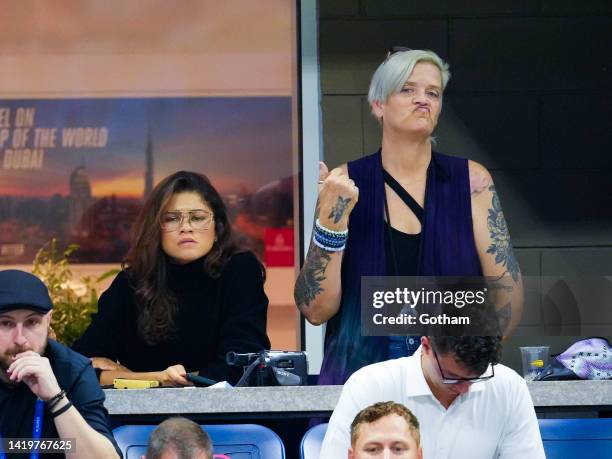 Zendaya and her mother Claire Stoermer are seen at the 2022 US Open at USTA Billie Jean King National Tennis Center on August 31, 2022 in the...