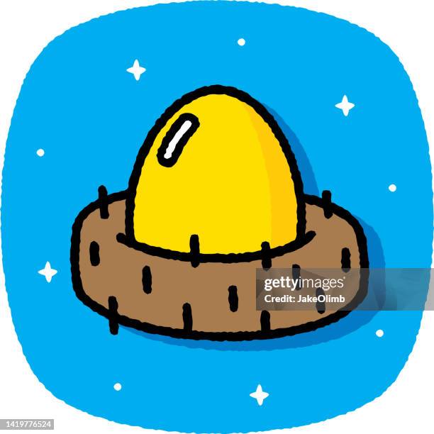 egg nest doodle 7 - egg shell stock illustrations