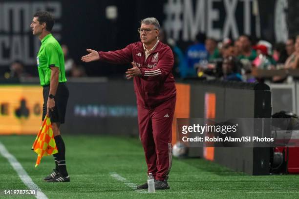 Gerardo Martino, head coach of Mexico, during a game between Paraguay and Mexico at Mercedes-Benz Stadium on August 31, 2022 in Atlanta, Georgia.