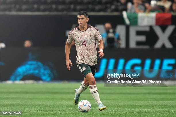 Jesús Angulo of Mexico during a game between Paraguay and Mexico at Mercedes-Benz Stadium on August 31, 2022 in Atlanta, Georgia.