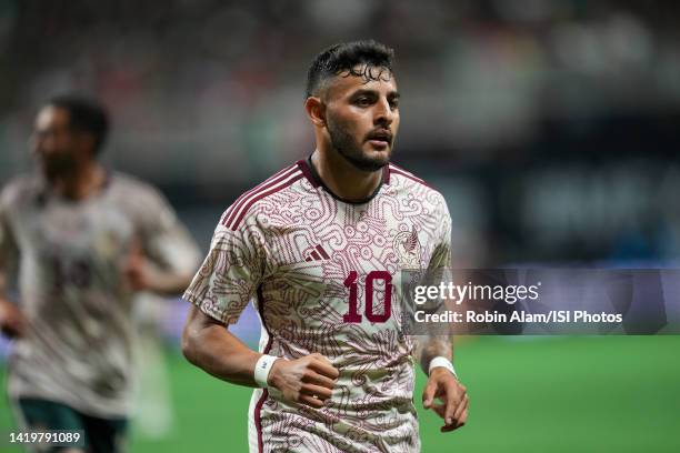 Alexis Vega of Mexico during a game between Paraguay and Mexico at Mercedes-Benz Stadium on August 31, 2022 in Atlanta, Georgia.