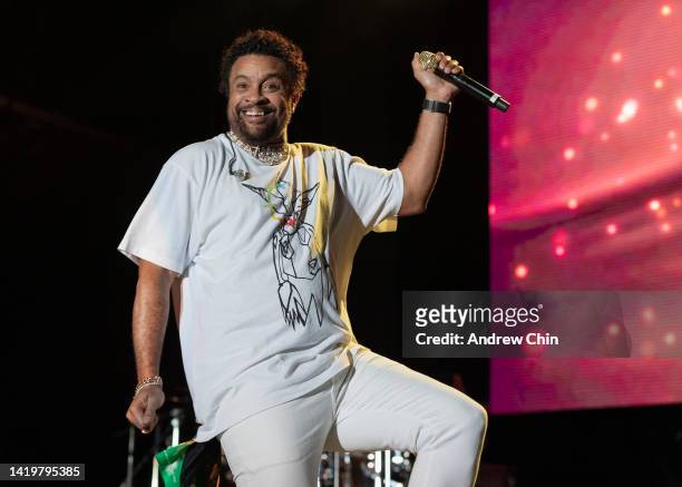 Shaggy performs on stage at PNE Amphitheatre on August 31, 2022 in Vancouver, British Columbia, Canada.