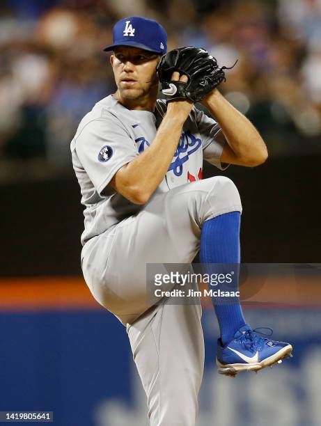 Tyler Anderson of the Los Angeles Dodgers in action against the New York Mets at Citi Field on August 31, 2022 in New York City. The Mets defeated...