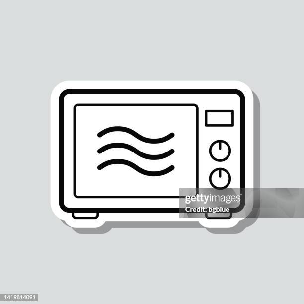 microwave oven. icon sticker on gray background - microwave button clip art stock illustrations