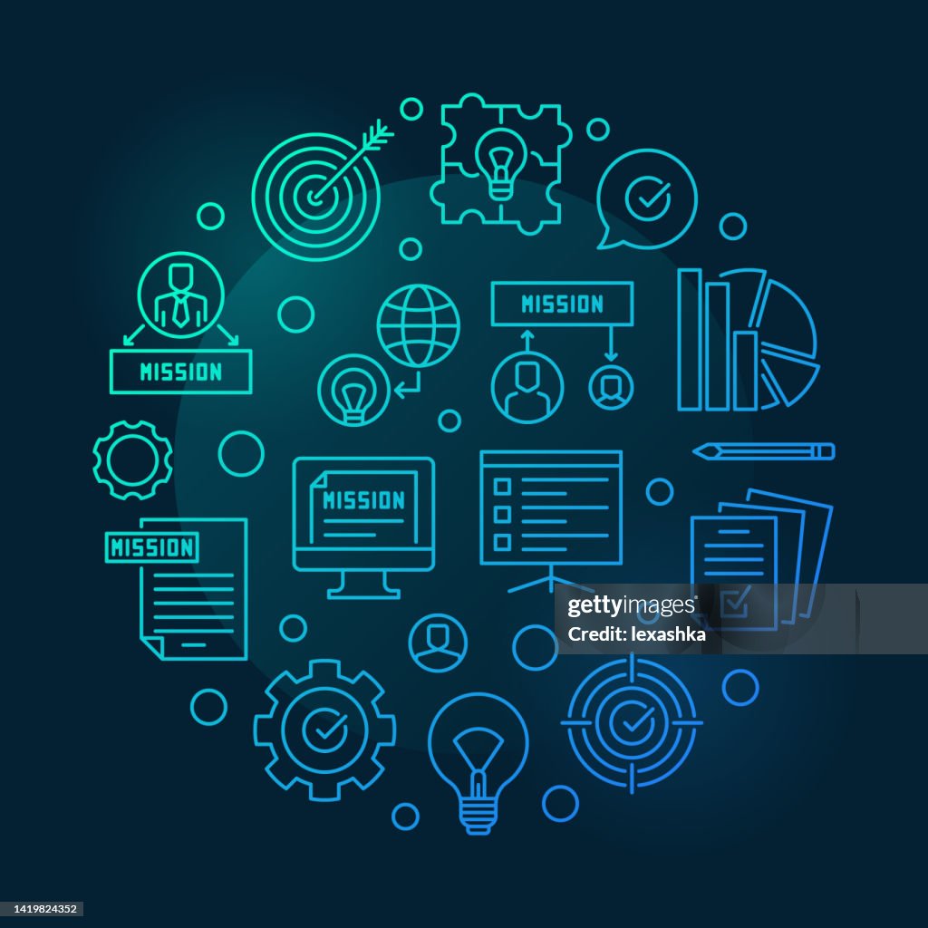 Mission Graphics Customizable Mission Round Colored Vector Outline Illustration High-Res Vector ...