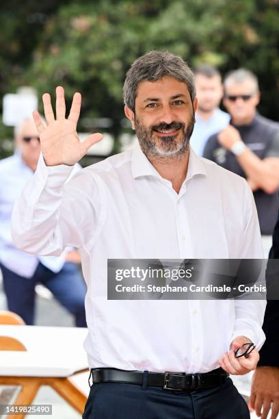 President of the Chamber of Deputies Roberto Fico is seen arriving at the Excelsior pier during the 79th Venice International Film Festival on...