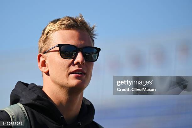 Mick Schumacher of Germany and Haas F1 walks in the Paddock during previews ahead of the F1 Grand Prix of The Netherlands at Circuit Zandvoort on...