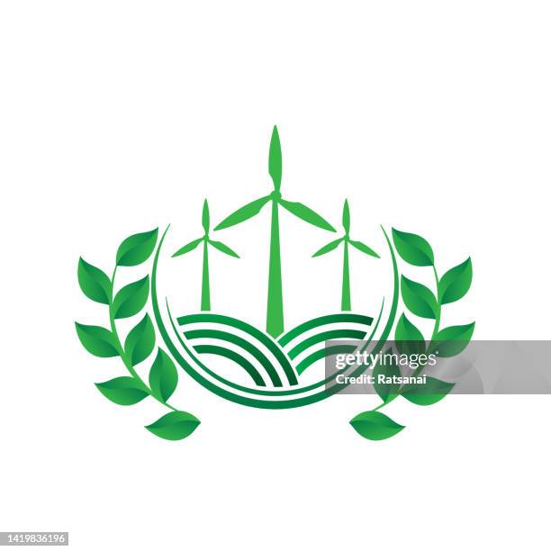 eco energy concept - digital leaf logo stock illustrations