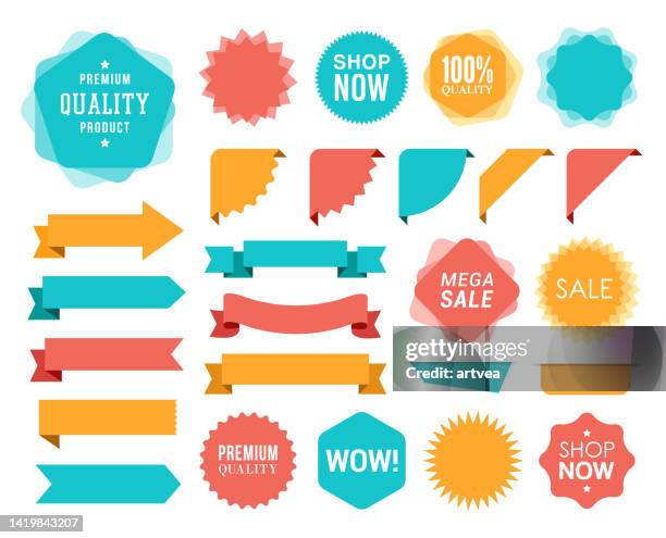 set of the ribbons - labeling data stock illustrations