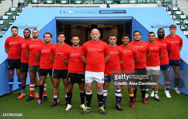 Charlie Ewels of Bath Rugby, Lewis Ludlam of Northampton Saints, Lewis Ludlow of Gloucester Rugby, Stuart Hogg of Exeter Chiefs, Adam Radwan of...