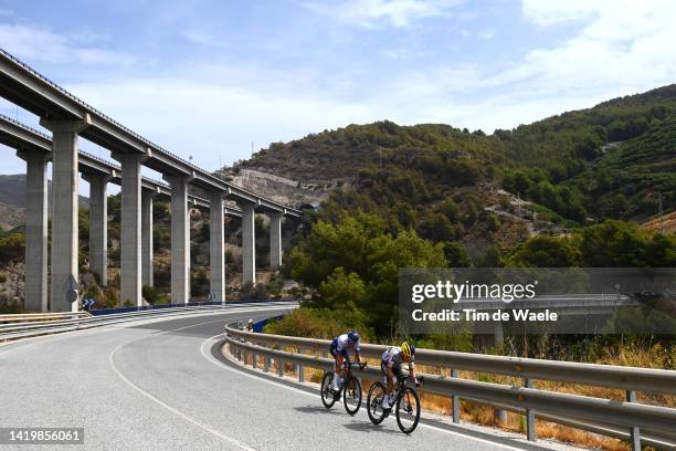 Alessandro De Marchi of Italy and Team Israel - Premier Tech and Sergio Andres Higuita Garcia of Colombia and Team Bora - Hansgrohe attack during the...