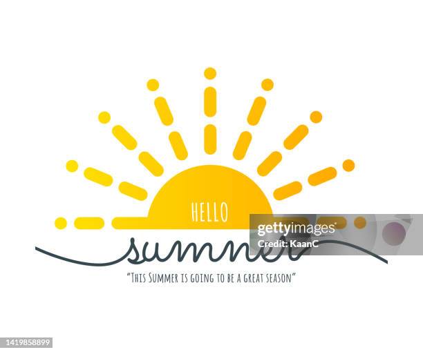 sun shape vector icon. summer lettering. summer vacation stock illustration - modern villa stock illustrations