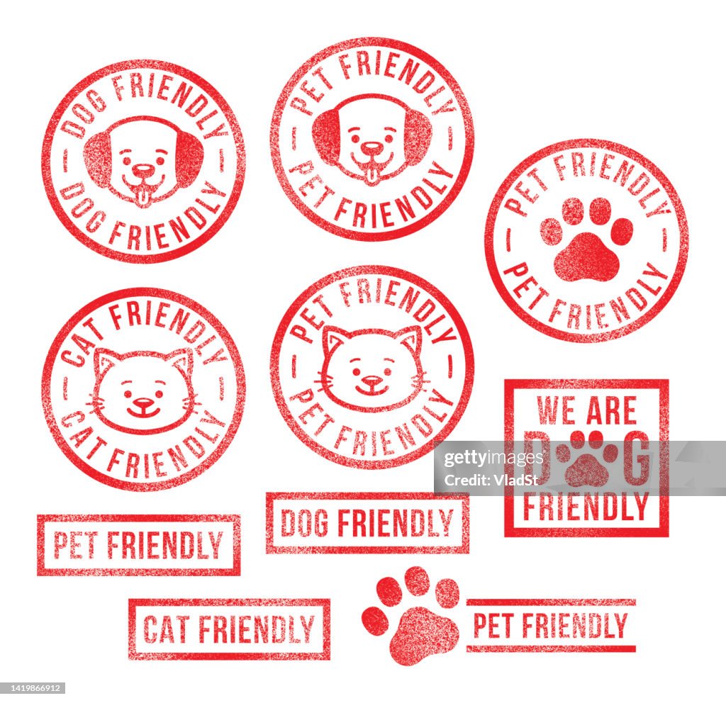 Sellos de goma pet friendly Gatos Perros Dueño Sello vectorial