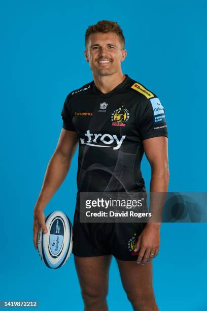 Henry Slade of Exeter Chiefs poses during the Gallagher Premiership Rugby Season Launch at Twickenham Stadium on September 01, 2022 in London,...