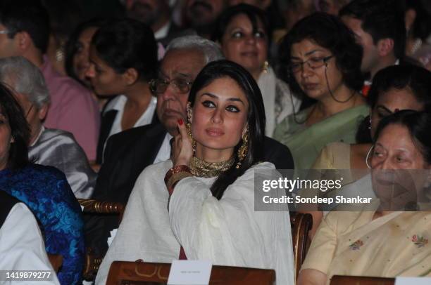 Bollywood Actor Kareena Kapoor sitting among the invitees at a function at the Presidential Palace in New Delhi where her husband Saif Ali Khan was...