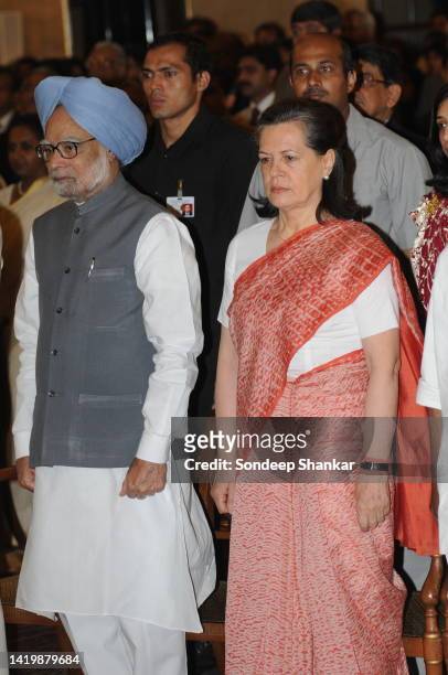 Prime Minister Manmohan Singh with Congress President Sonia Gandhi in New Delhi.