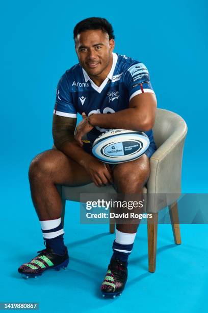 Manu Tuilagi of Sale Sharks poses during the Gallagher Premiership Rugby Season Launch at Twickenham Stadium on September 01, 2022 in London, England.