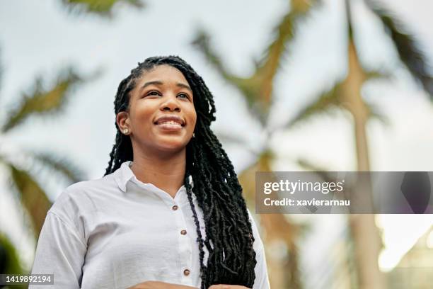 Outdoor portrait of confident Black businesswoman in Miami