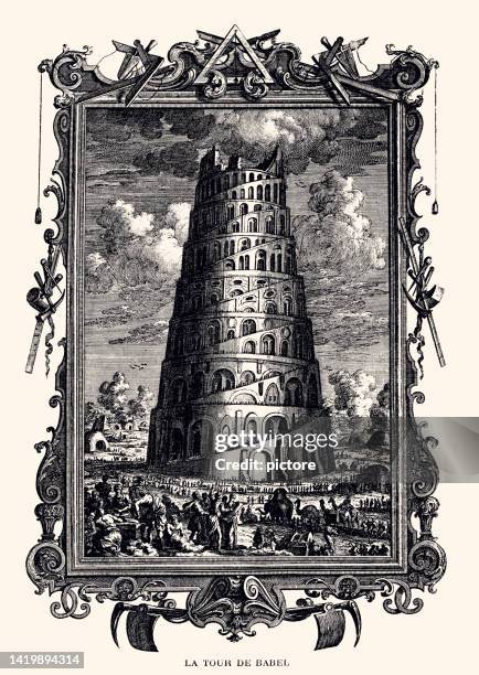 the tower of babel - la tour de babel :  symbol of utopia -symbole de l'utopie (xxxl with many details) - tower of babel 幅插畫檔、美工圖案、卡通及圖標