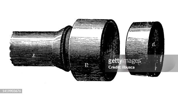 antique illustration, physics principles and experiments, optics: diffraction equipment - eyesight diagram stock illustrations