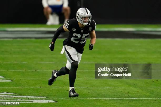 Erik Harris of the Las Vegas Raiders plays the field during an NFL game against the Indianapolis Colts on December 13, 2020 in Las Vegas, Nevada.