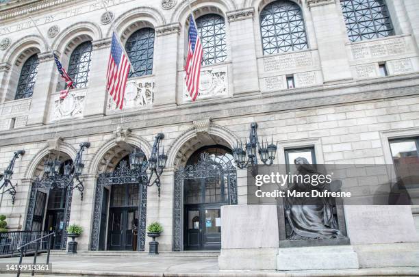 facade of boston public library - boston massachusetts summer stock pictures, royalty-free photos & images