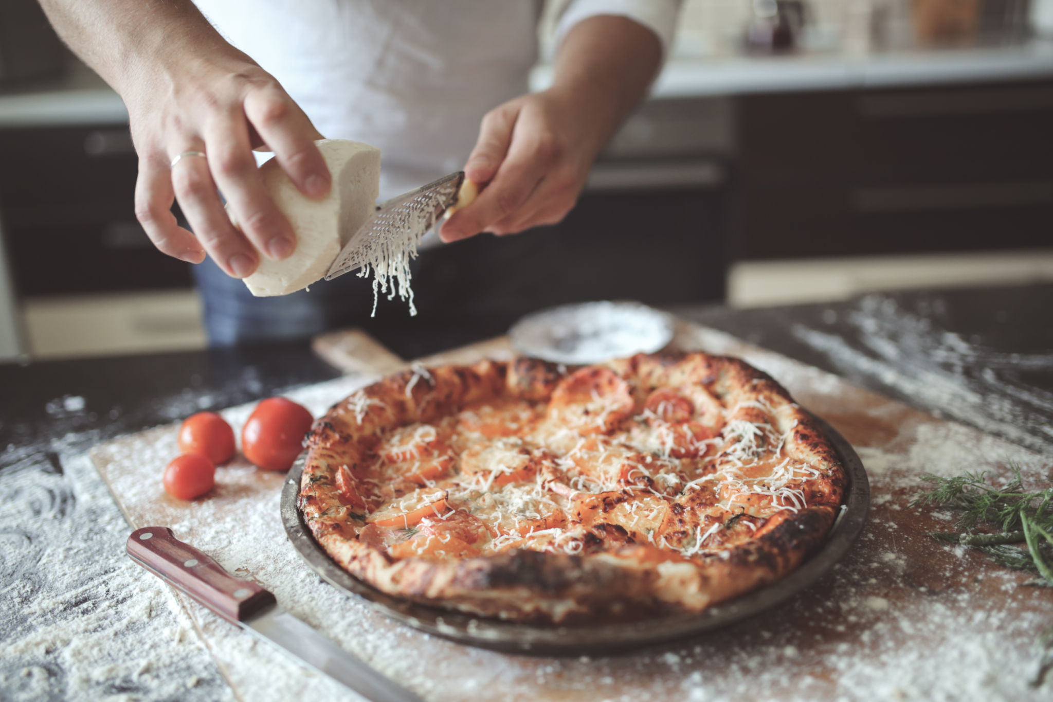 artisan pizza making