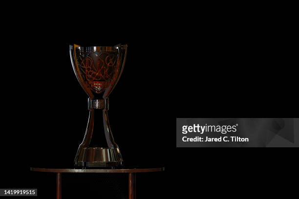 The Bill France Cup is seen prior to the NASCAR Cup Series Playoff Media Day at Charlotte Convention Center on September 01, 2022 in Charlotte, North...