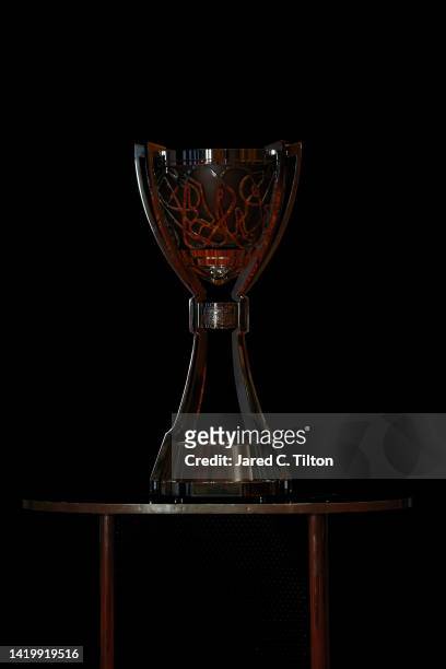 The Bill France Cup is seen prior to the NASCAR Cup Series Playoff Media Day at Charlotte Convention Center on September 01, 2022 in Charlotte, North...
