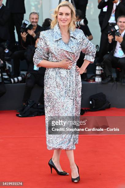 Nina Hoss attends the "Tar" red carpet at the 79th Venice International Film Festival on September 01, 2022 in Venice, Italy.