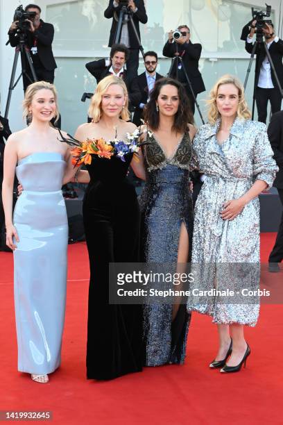 Sophie Kauer, Cate Blanchett, Noemie Merlant and Nina Hoss attend the "Tar" red carpet at the 79th Venice International Film Festival on September...