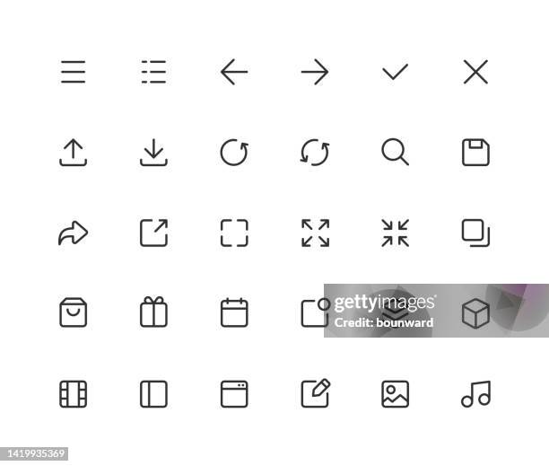 stockillustraties, clipart, cartoons en iconen met part 1 of 4. user interface line icons. editable stroke. - verzenden