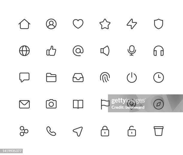part 2 of 4. user interface line icons. editable stroke. - social media icon stock illustrations