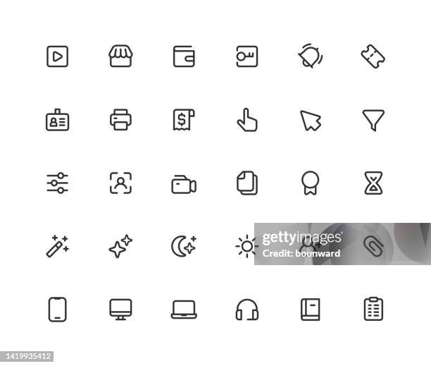 part 4 of 4. user interface line icons. editable stroke. - app store icon stock illustrations
