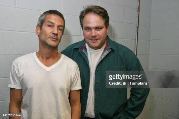 November 30, 2005: Billy Squier and Eddie Trunk backstage at club BB Kings on November 30, 2005 in New York City.
