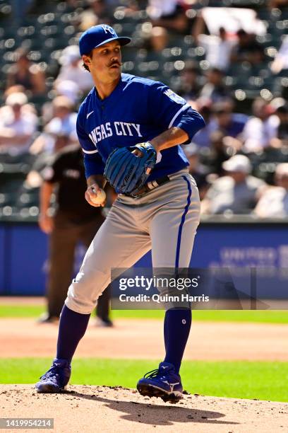 Starting pitcher Daniel Mengden of the Kansas City Royals delivers the baseball in the first inning against Chicago White Sox at Guaranteed Rate...