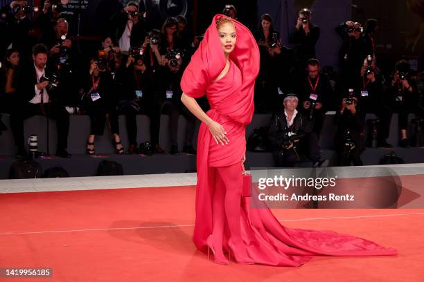 Tessa Thompson attends the "Bardo" red carpet at the 79th Venice International Film Festival on September 01, 2022 in Venice, Italy.