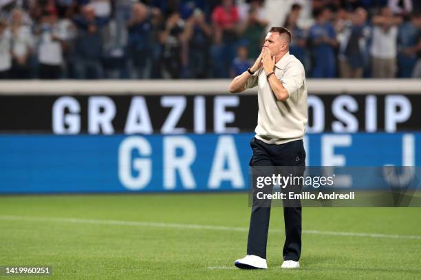 Josip Ilicic former Atalanta player acknowledges the fans prior to the Serie A match between Atalanta BC and Torino FC at Gewiss Stadium on September...