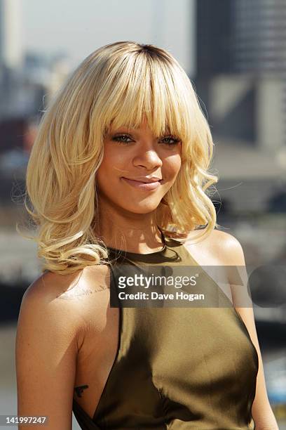 Rihanna attends a photocall for Battleship at The Corinthia Hotel on March 28, 2012 in London, England.